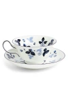 Wedgwood Wild Strawberry Inky Blue Teacup And Saucer In Blue