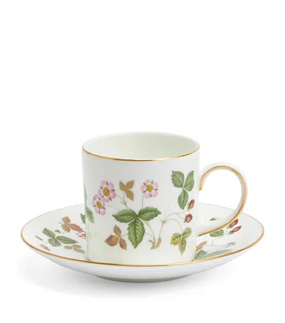 Wedgwood Wild Strawberry Coffee Cup And Saucer In Black