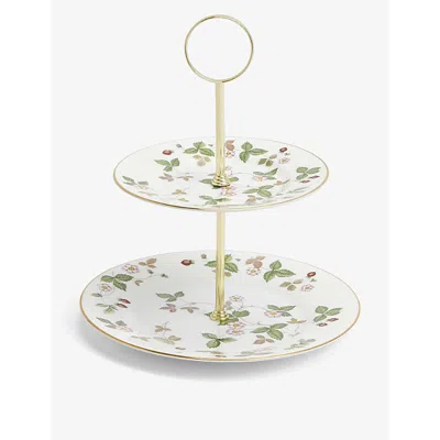 Wedgwood Wild Strawberry Floral-pattern 2-tier Bone-china Cake Stand In White