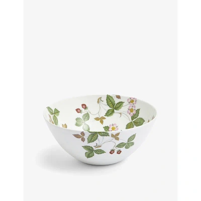 Wedgwood Wild Strawberry Floral-pattern Bone-china Bowl 16cm In Green