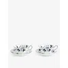 Wedgwood Wild Strawberry Floral-print Bone-china Teacup And Saucer Set Of Two