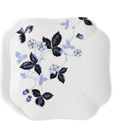 Wedgwood Wild Strawberry Inky Blue Square Dish In Multi