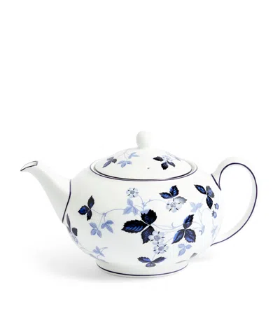 Wedgwood Wild Strawberry Inky Blue Teapot In White