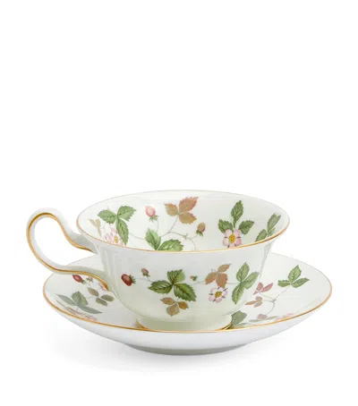 Wedgwood Wild Strawberry Teacup And Saucer In Blue