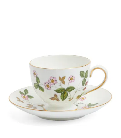 Wedgwood Wild Strawberry Teacup And Saucer In Blue