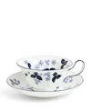 Wedgwood Wild Strawberry Teacup And Saucer Set In White