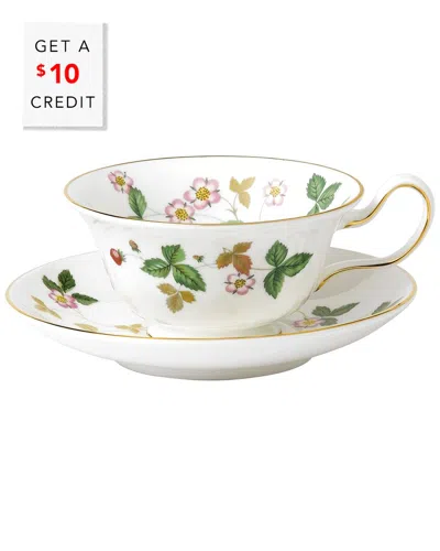 Wedgwood Wild Strawberry Teacup & Saucer With $10 Credit