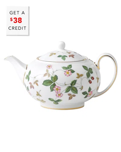 Wedgwood Wild Strawberry Teapotwith $38 Credit In Multi