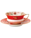 Wedgwood Wonderlust Crimson Orient Teacup & Saucer In Multi