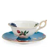 Wedgwood Wonderlust Teacup & Saucer In Sapphire Multi