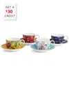Wedgwood Wonderlust Teacup And Saucers Set Of 4 With $30 Credit