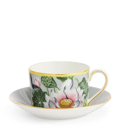 Wedgwood Wonderlust Waterlily Teacup And Saucer In Green