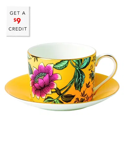 Wedgwood Wonderlust Yellow Tonquin Teacup & Saucer Setwith $9 Credit In Multi
