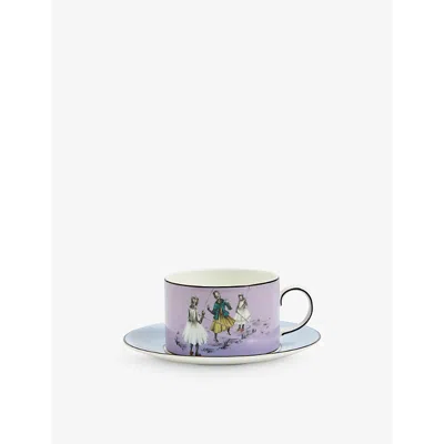 Wedgwood X Sheila Bridges Skipping Bone China Teacup And Saucer 219ml In Purple