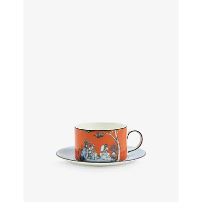 Wedgwood X Sheila Bridges Vanity Bone China Teacup And Saucer 219ml In Orange