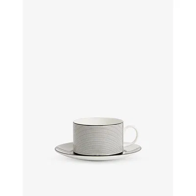 Wedgwood X Vera Wang Luxe Graphite Bone-china Teacup And Saucer In White