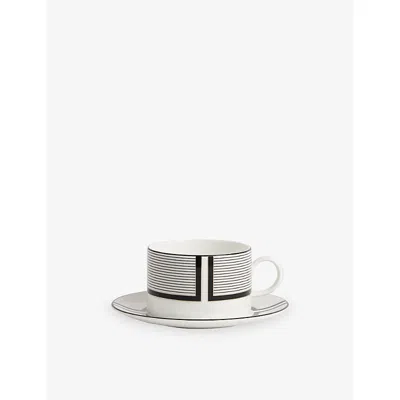 Wedgwood X Vera Wang Luxe Graphite Bone-china Teacup And Saucer 235ml In Neutral