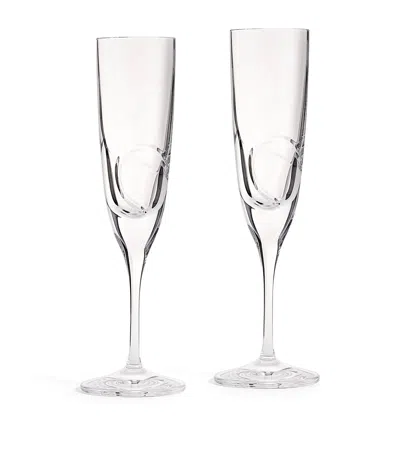Wedgwood X Vera Wang Luxe Graphite Champagne Flutes In White