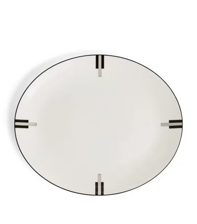 Wedgwood X Vera Wang Luxe Graphite Oval Platter In White