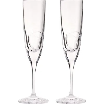 Wedgwood X Vera Wang Luxe Graphite Set Of 2 Crystal Flutes In No Color