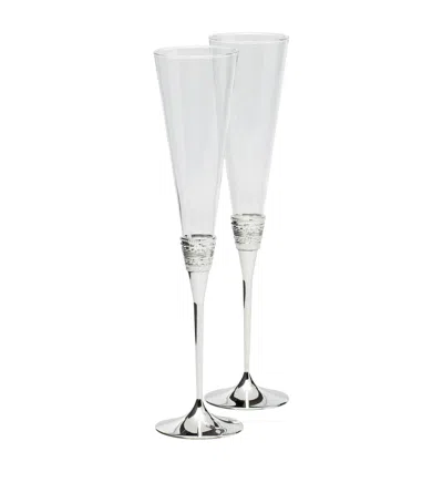Wedgwood X Vera Wang Set Of 2 With Love Toasting Flutes In Silver