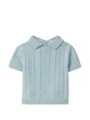 Wedoble Cable-knit Collared T-shirt In Blue