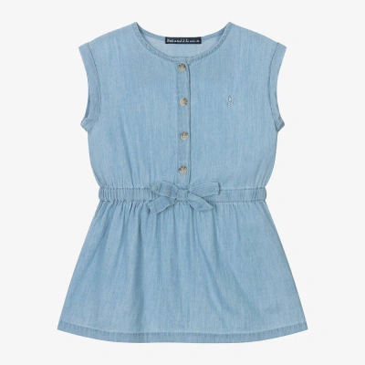 Week-end À La Mer Kids'  Girls Blue Cotton Chambray Dress