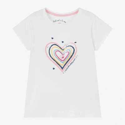 Week-end À La Mer Kids'  Girls White Cotton Heart T-shirt