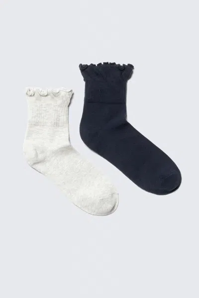 Weekday 2-pack Frill Edge Cotton-blend Socks