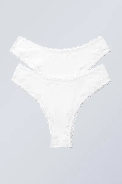 Weekday 2-pack Lace Trim Cotton Briefs In White