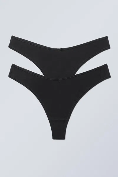 Weekday 2-pack Low Waist Modal Thongs In Black