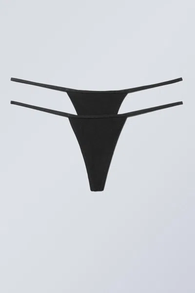 Weekday 2-pack Minimal Thongs In Black