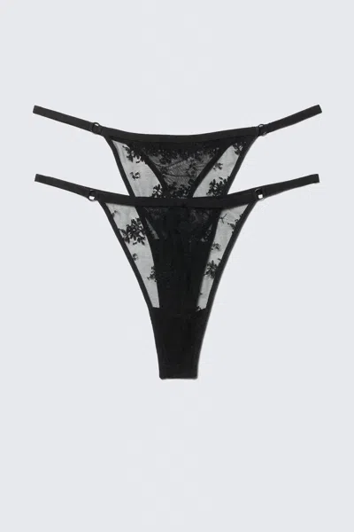 Weekday 2-pack Sheer Lace Tanga Thongs