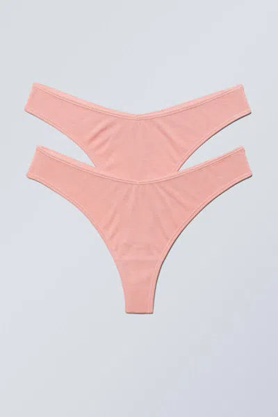 Weekday 2-pack Soft Modal Thongs In Pink