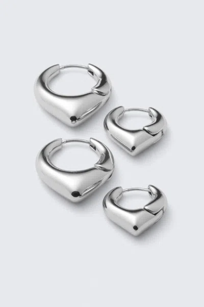 Weekday 2-pack Softly Pointed Hoop Earrings In Gray