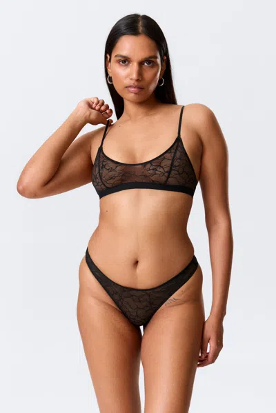 Weekday 2-pack Swirly Lace Brazilian Briefs In Black