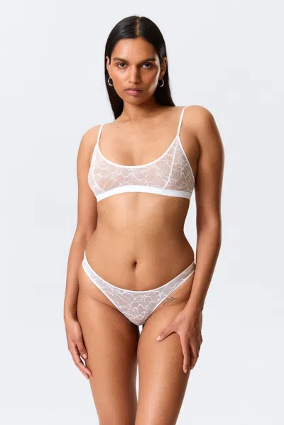 Weekday 2-pack Swirly Lace Brazilian Briefs In White
