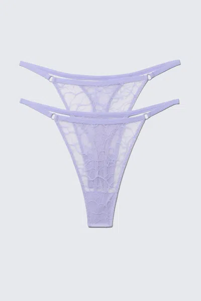 Weekday 2-pack Swirly Lace Tanga Thongs In Purple
