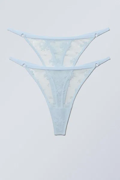 Weekday 2-pack Zelda Lace Thongs In Blue