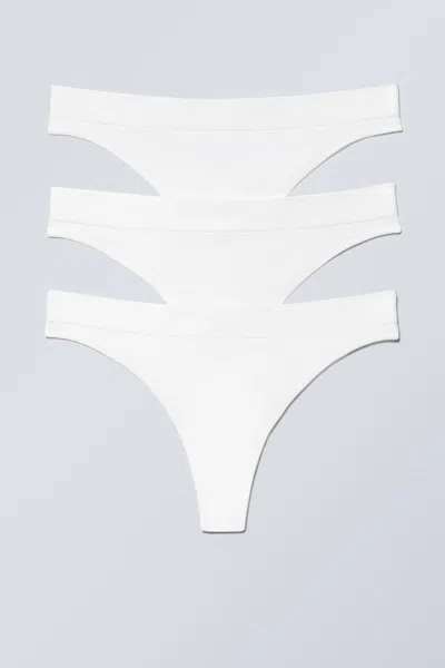 Weekday 3-pack Cat Soft Seamless High Rise Thongs In White
