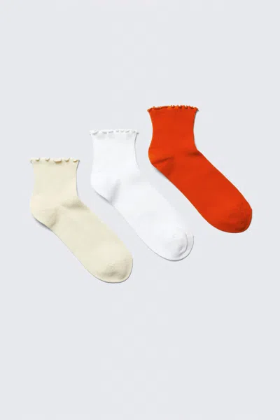 Weekday 3-pack Frill Edge Short Socks