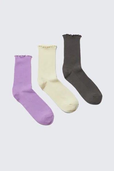 Weekday 3-pack Frill Edge Socks In Multi