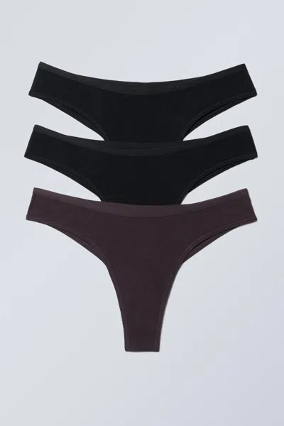 Weekday 3-pack Inez Brazilian Cotton Briefs In Black