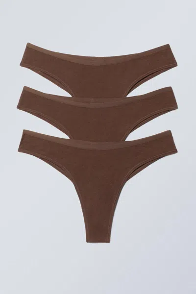 Weekday 3-pack Inez Brazilian Cotton Briefs In Brown
