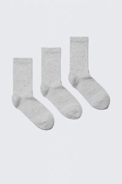 Weekday 3-pack Ribbed Sporty Crew Socks
