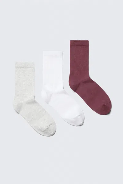 Weekday 3-pack Ribbed Sporty Crew Socks