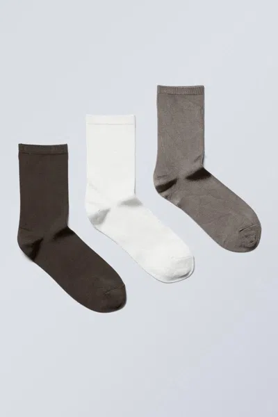 Weekday 3-pack Shiny Socks In Multi