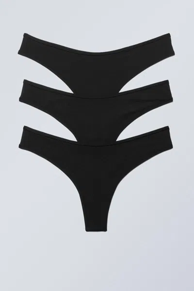 Weekday 3-pack Soft Thongs In Black