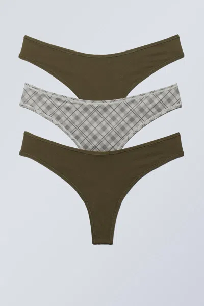 Weekday 3-pack Soft Thongs In Green