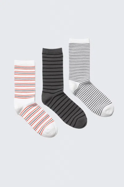 Weekday 3-pack Striped Crew Socks